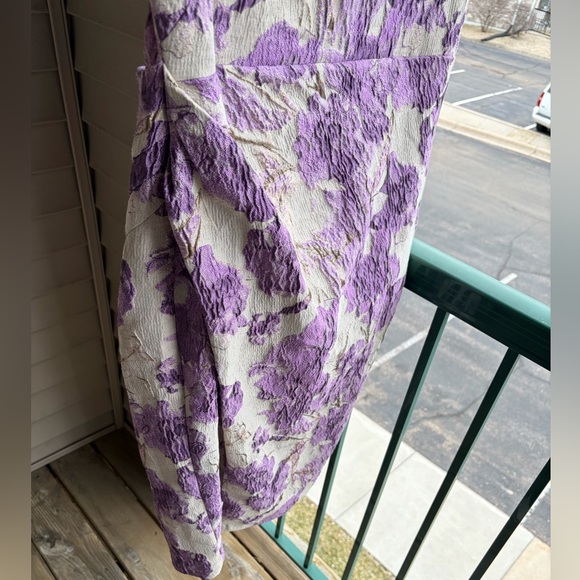🆕✨DonnaKaran New York Textured Floral Midi Dress Purple Beige Jacquard Size 4,12 - Picture 8 of 16